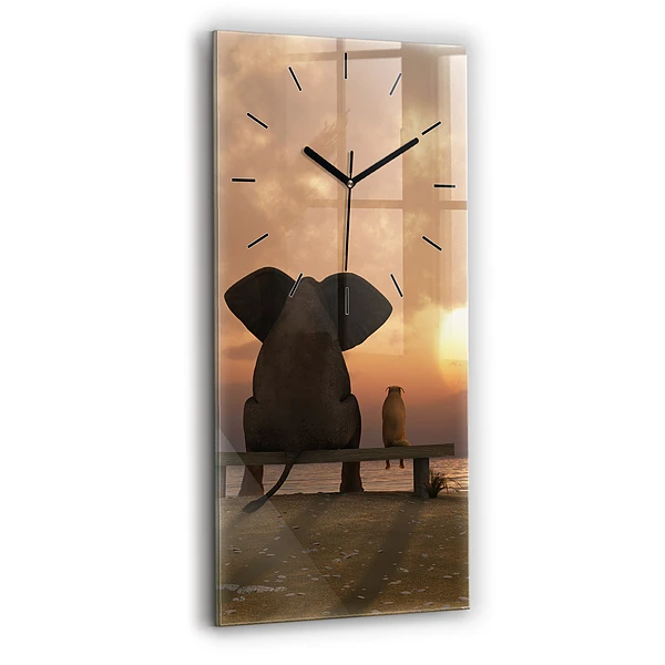 Vertikale Uhr mit motiv Tiere im Sonnenuntergang