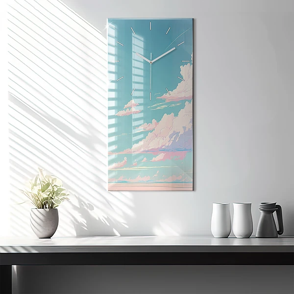 Vertikale Uhr mit motiv Pastellfarbener Himmel