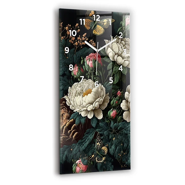 Vertikale Uhr Blume und goldene Schmetterlinge