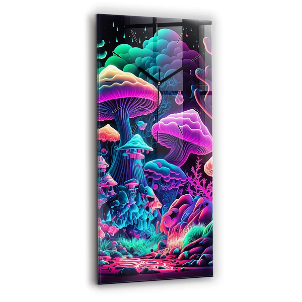 Vertikale Uhr mit motiv Neon-Pilze