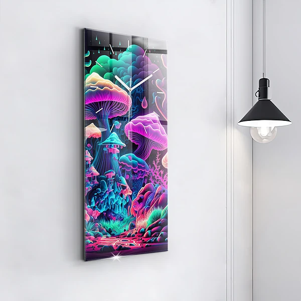 Vertikale Uhr mit motiv Neon-Pilze