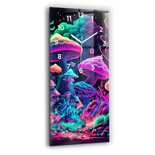 Vertikale Uhr mit motiv Neon-Pilze