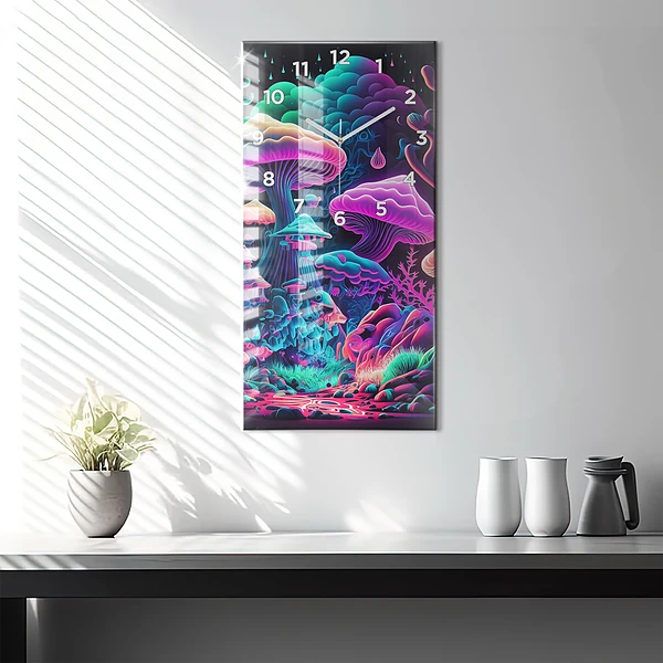 Vertikale Uhr mit motiv Neon-Pilze