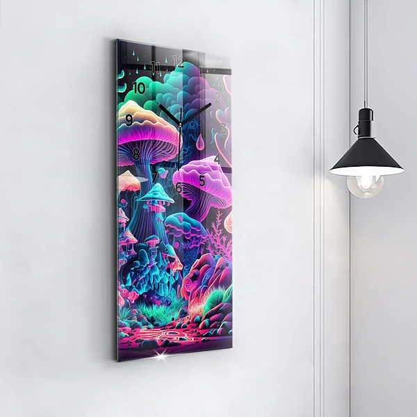 Vertikale Uhr mit motiv Neon-Pilze