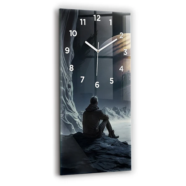 Vertikale Uhr Mann auf Mond Hintergrund