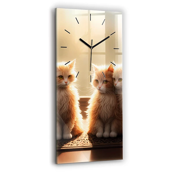 Vertikale Uhr mit motiv Vier Katzen in der Sonne