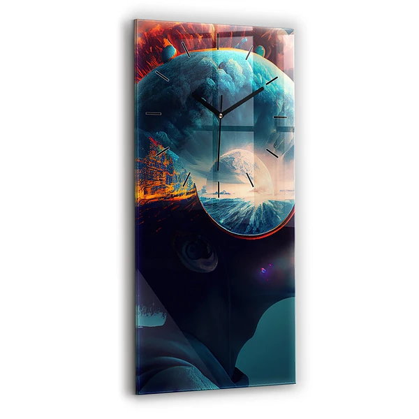 Vertikale Uhr mit motiv Futuristische virtuelle Welt