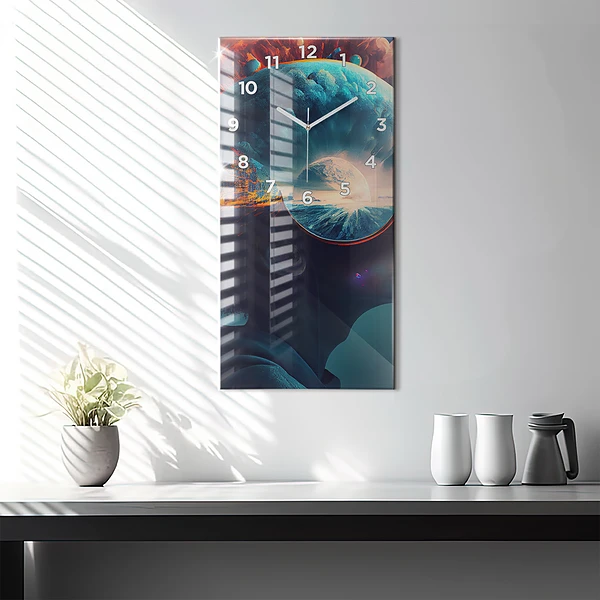 Vertikale Uhr mit motiv Futuristische virtuelle Welt
