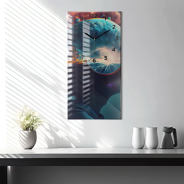 Vertikale Uhr mit motiv Futuristische virtuelle Welt