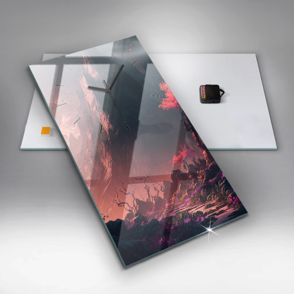 Vertikale Uhr Magischer Wald und Gebirge