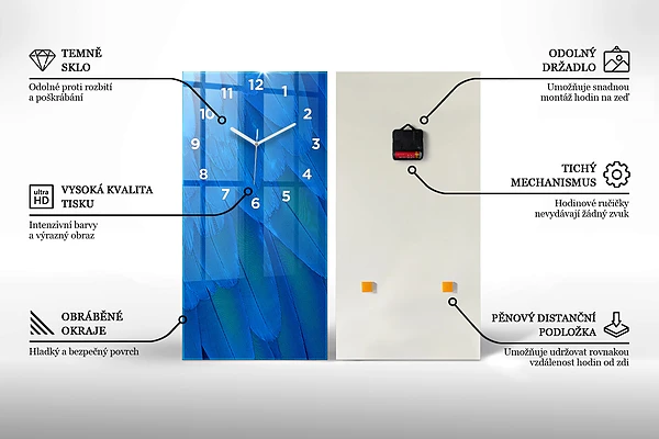 Vertikale Uhr mit motiv Mondsichel und Bäume