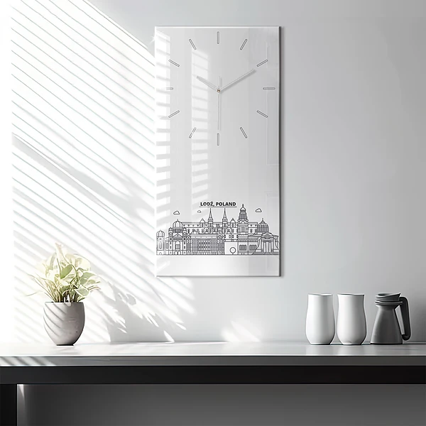 Vertikale Uhr mit motiv Łódź Architektur-Panorama