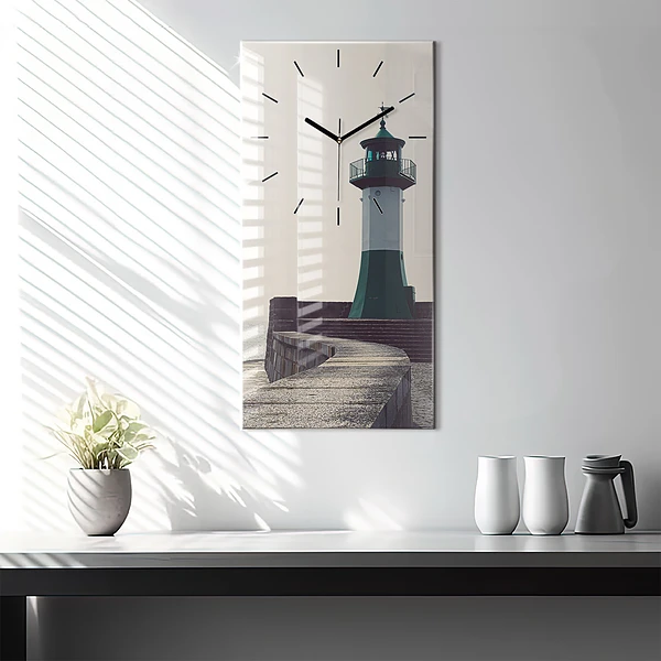 Vertikale Uhr mit motiv Leuchtturm und Meer