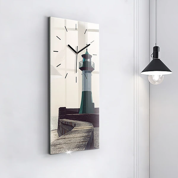 Vertikale Uhr mit motiv Leuchtturm und Meer