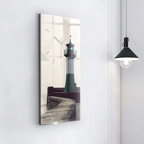 Vertikale Uhr mit motiv Leuchtturm und Meer