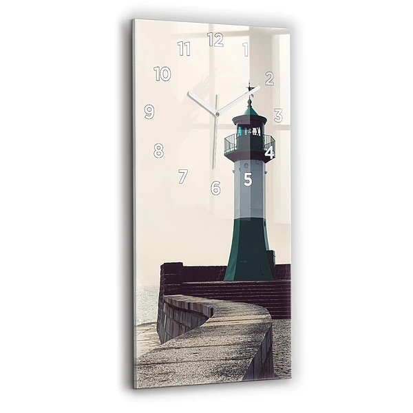 Vertikale Uhr mit motiv Leuchtturm und Meer