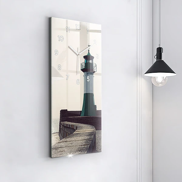 Vertikale Uhr mit motiv Leuchtturm und Meer