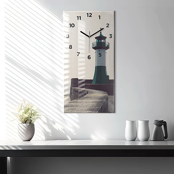 Vertikale Uhr mit motiv Leuchtturm und Meer
