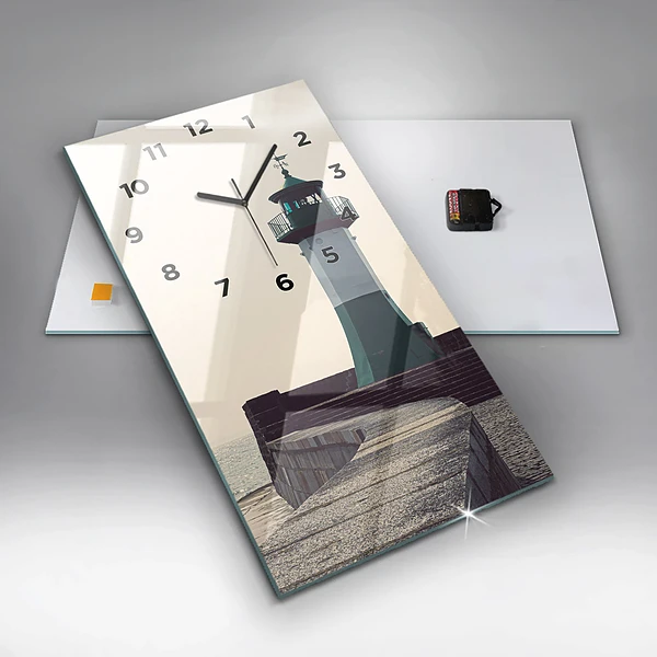 Vertikale Uhr mit motiv Leuchtturm und Meer