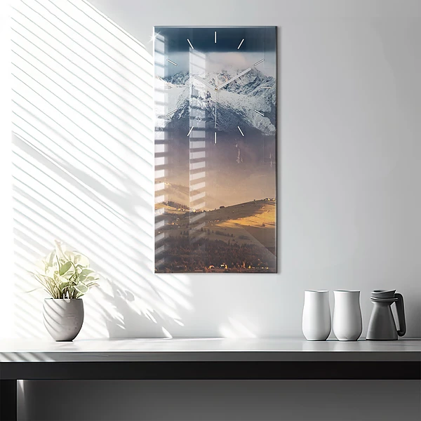 Vertikale Uhr mit motiv Tatra-Gebirge im Winterpanorama