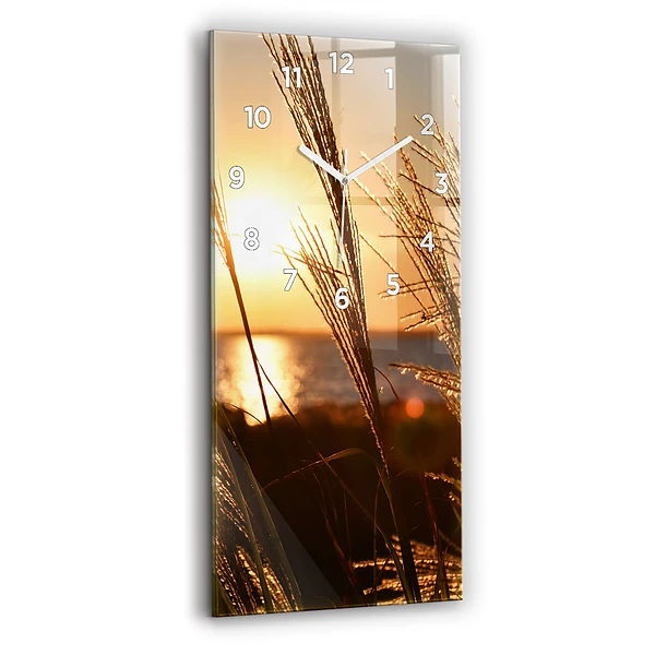 Vertikale Uhr mit motiv Weizen zur Goldenen Stunde