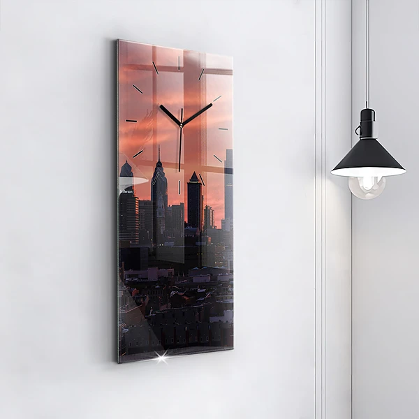 Vertikale Uhr mit motiv Skyline von Philadelphia