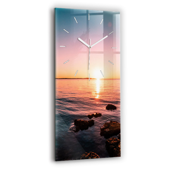 Vertikale Uhr mit motiv Felsen bei Sonnenuntergang