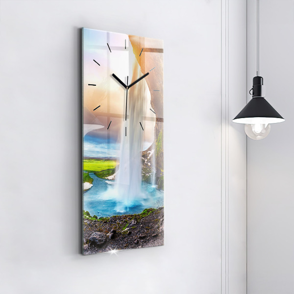 Vertikale Uhr mit motiv Wasserfall in Island