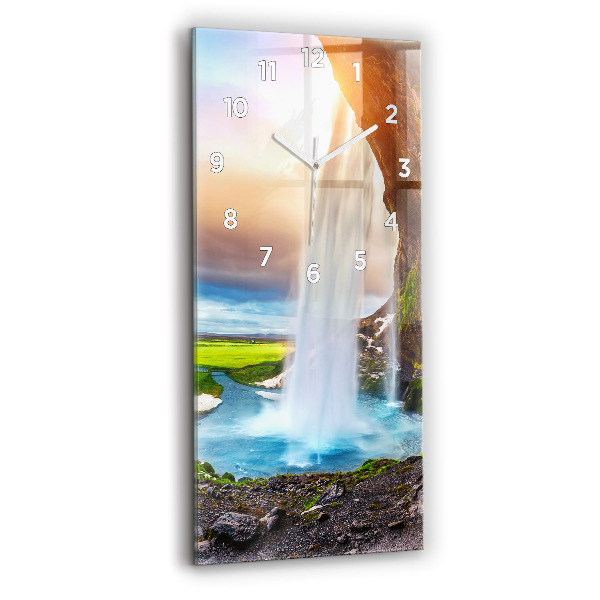 Vertikale Uhr mit motiv Wasserfall in Island