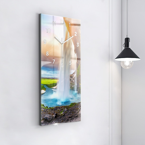 Vertikale Uhr mit motiv Wasserfall in Island