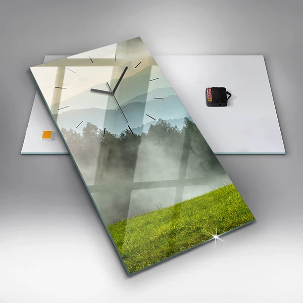 Vertikale Uhr mit motiv Berglandschaft