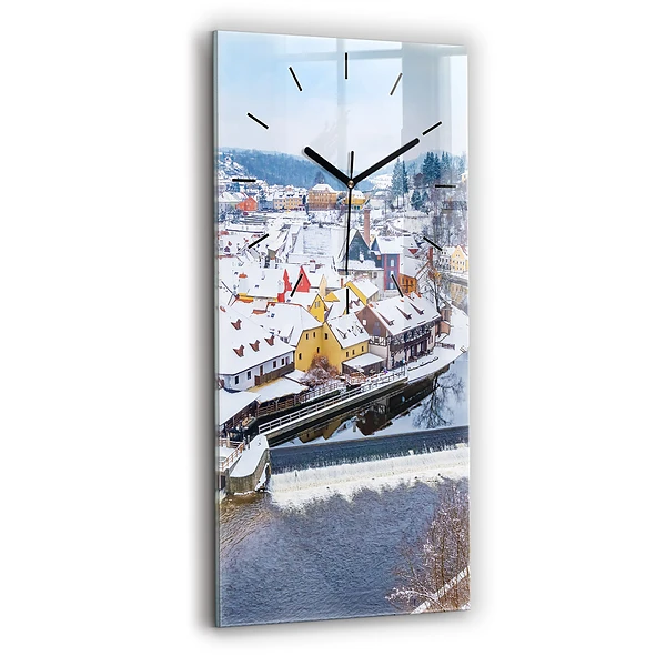 Vertikale Uhr mit motiv Panorama einer Stadt im Winter