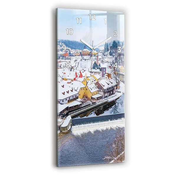 Vertikale Uhr mit motiv Panorama einer Stadt im Winter