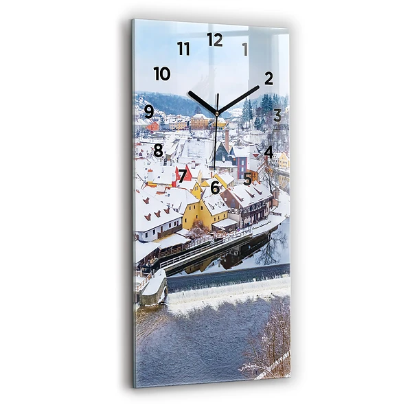 Vertikale Uhr mit motiv Panorama einer Stadt im Winter