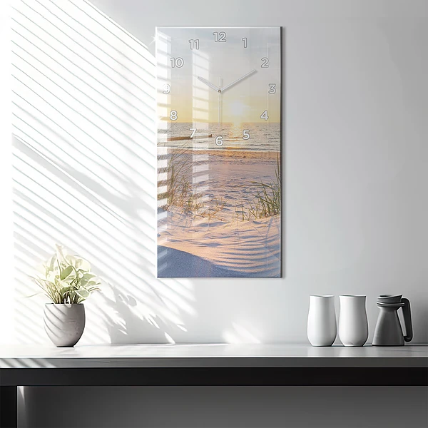 Vertikale Uhr mit motiv Sonnenuntergang über dem Meer