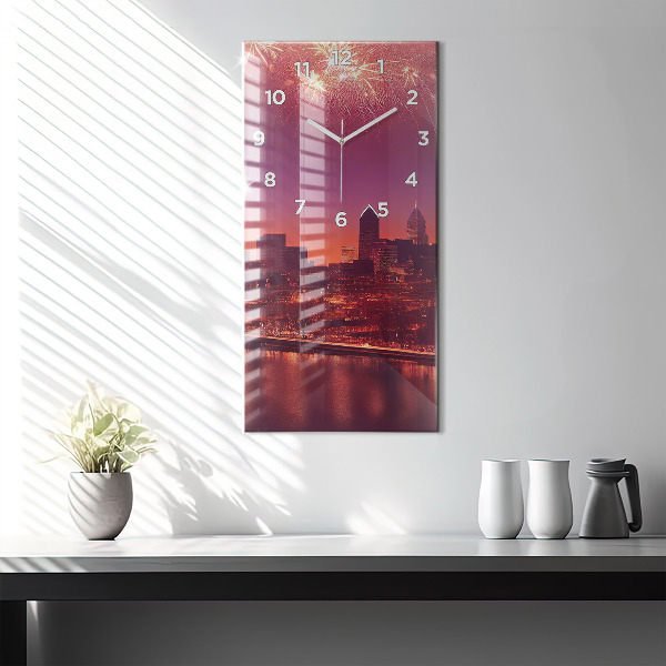 Vertikale Uhr mit motiv Stadt bei Nacht in Philadelphia