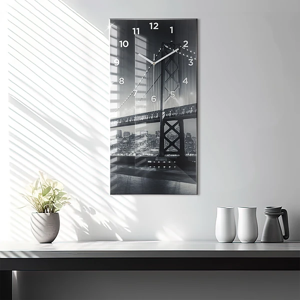 Vertikale Uhr mit motiv Brücke bei Nacht in San Francisco