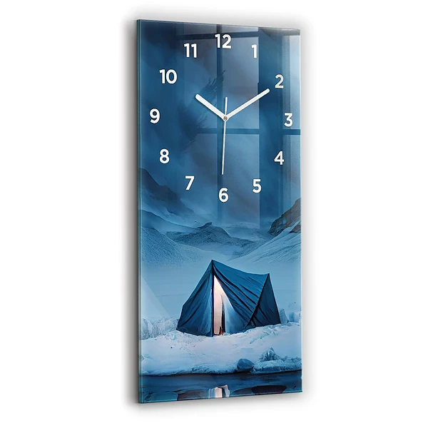 Vertikale Uhr mit motiv Zelt in den Bergen von Island