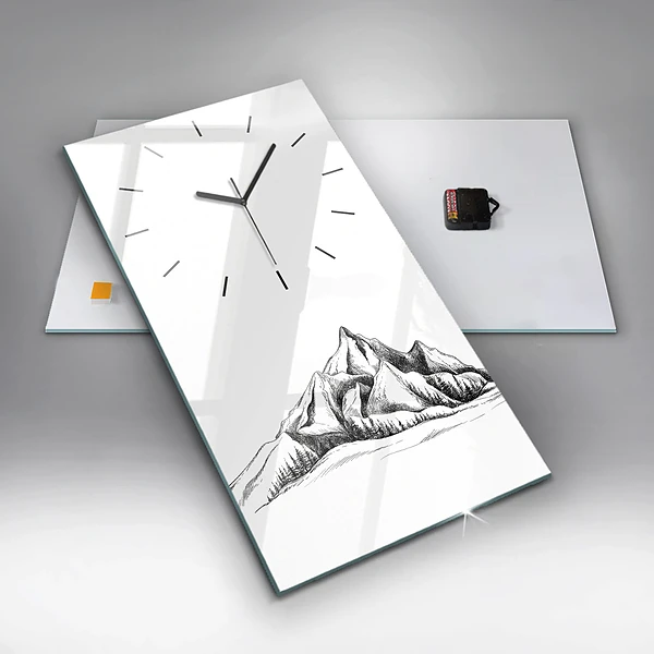 Vertikale Uhr mit motiv Gezeichnete Berge