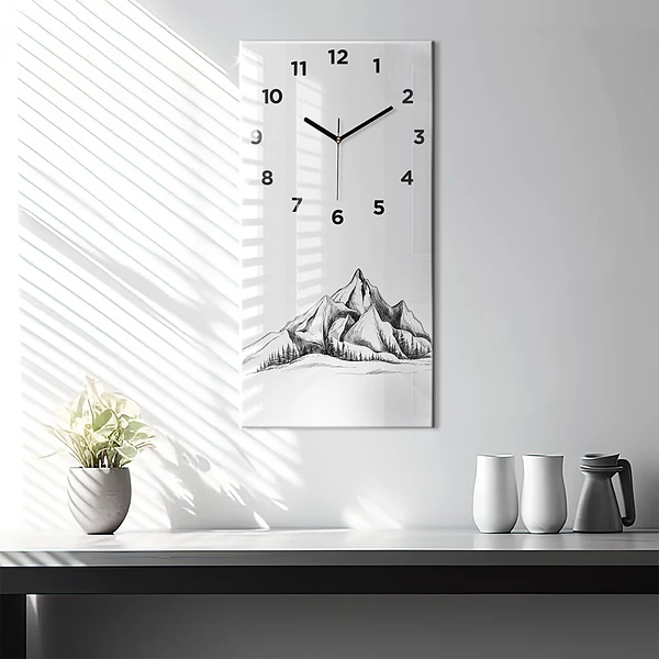 Vertikale Uhr mit motiv Gezeichnete Berge