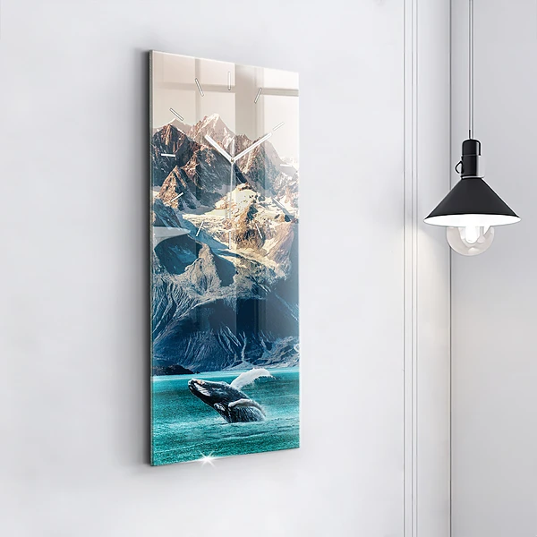 Vertikale Uhr mit motiv Walfisch Wasser