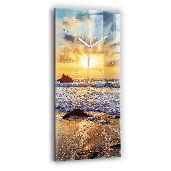 Vertikale Uhr mit motiv Sonnenuntergang am Strand