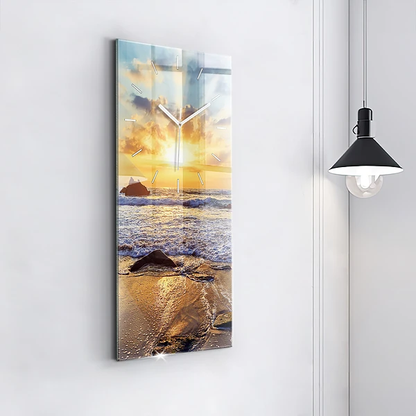 Vertikale Uhr mit motiv Sonnenuntergang am Strand