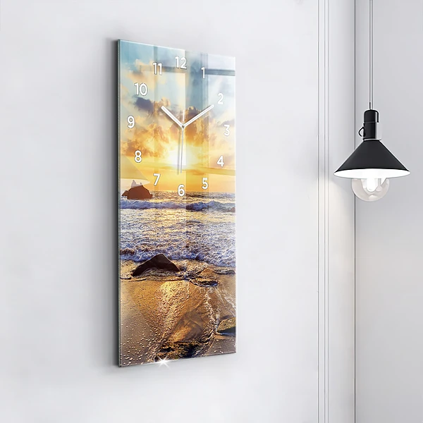 Vertikale Uhr mit motiv Sonnenuntergang am Strand