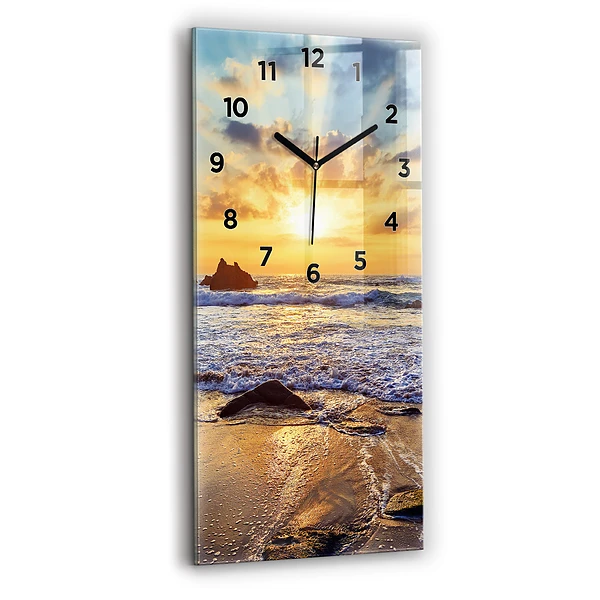 Vertikale Uhr mit motiv Sonnenuntergang am Strand