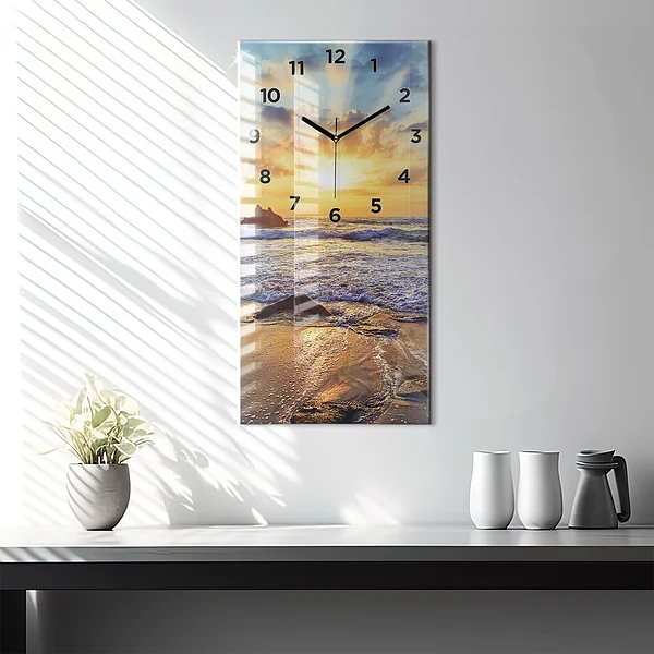 Vertikale Uhr mit motiv Sonnenuntergang am Strand