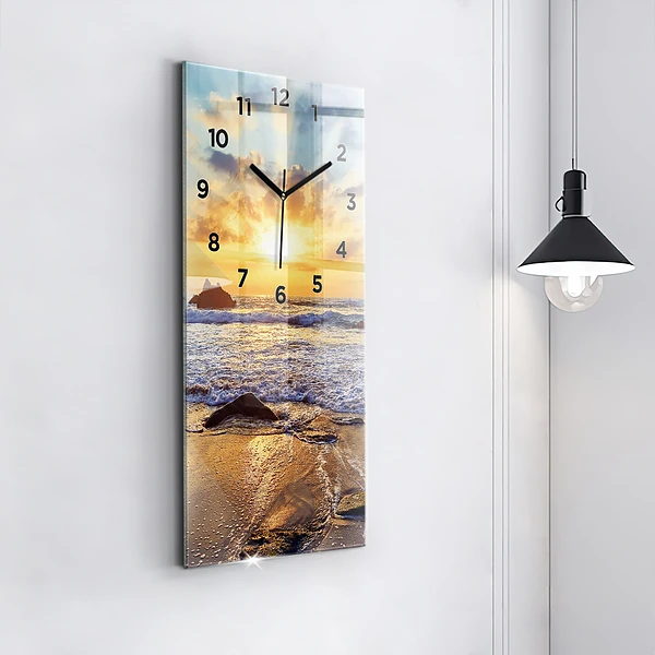 Vertikale Uhr mit motiv Sonnenuntergang am Strand
