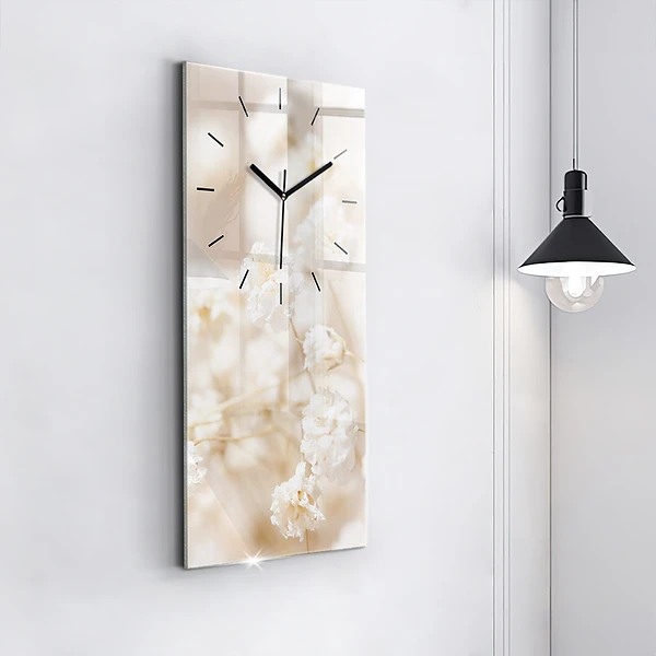 Vertikale Uhr mit motiv Kleine weiße Blumen