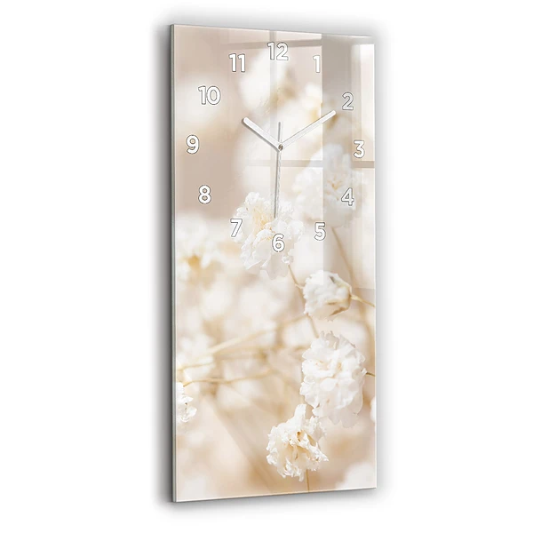 Vertikale Uhr mit motiv Kleine weiße Blumen