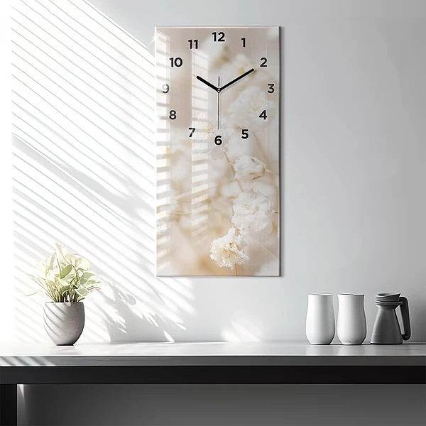 Vertikale Uhr mit motiv Kleine weiße Blumen